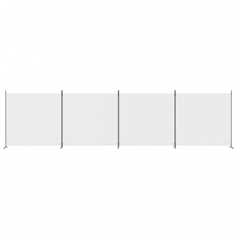 4-tlg. Paravent Weiß 698x180 cm Stoff
