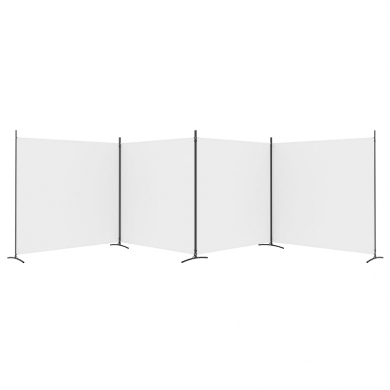 4-tlg. Paravent Weiß 698x180 cm Stoff