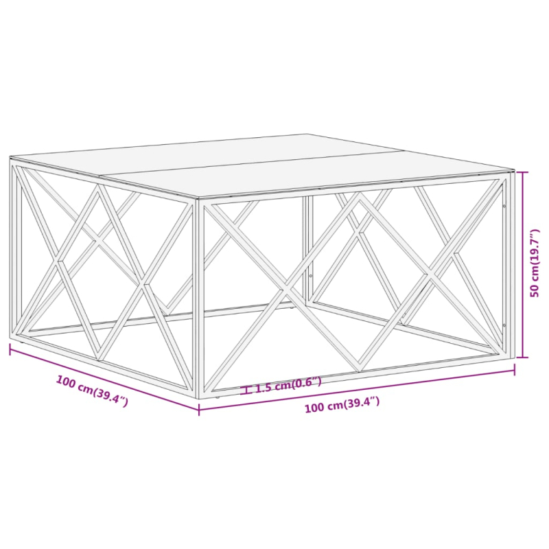 Couchtisch Golden Edelstahl und Hartglas