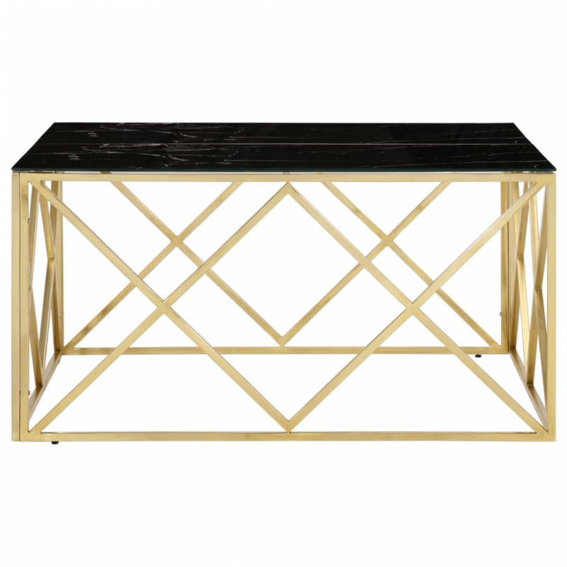 Couchtisch Golden Edelstahl und Hartglas