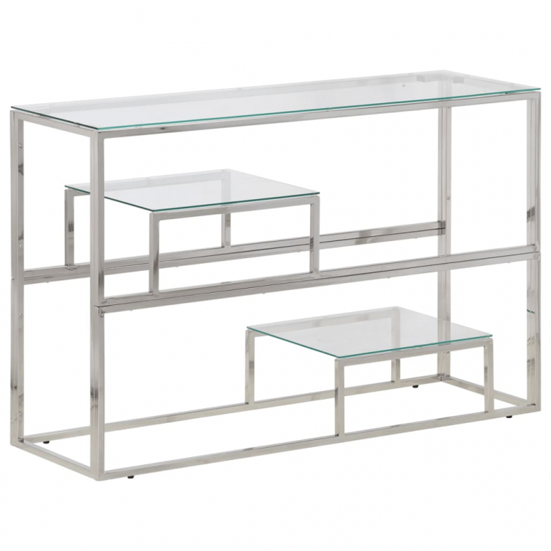 Konsolentisch Silbern Edelstahl und Hartglas