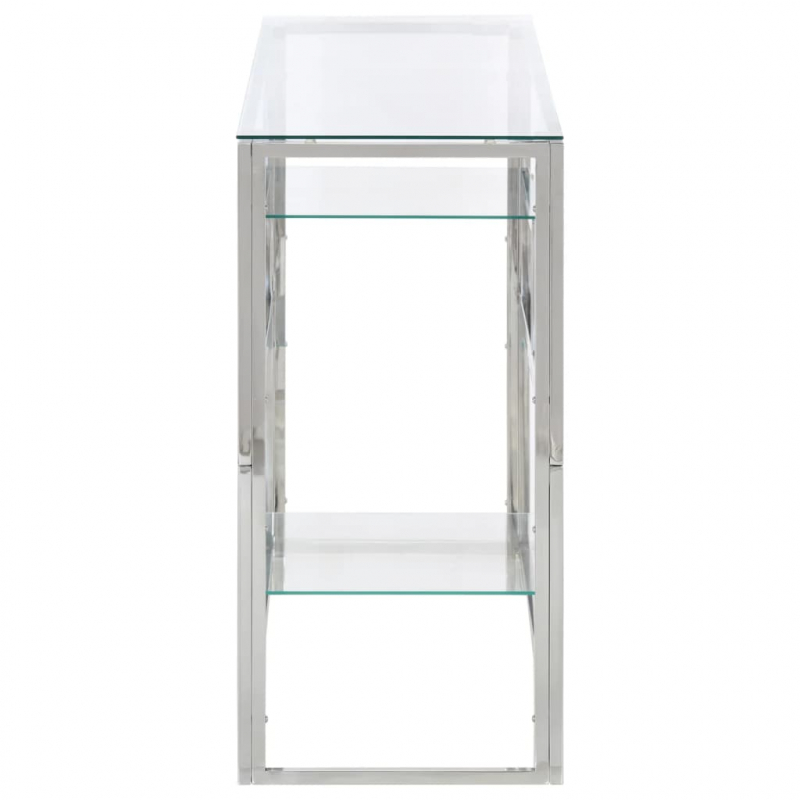 Konsolentisch Silbern Edelstahl und Hartglas