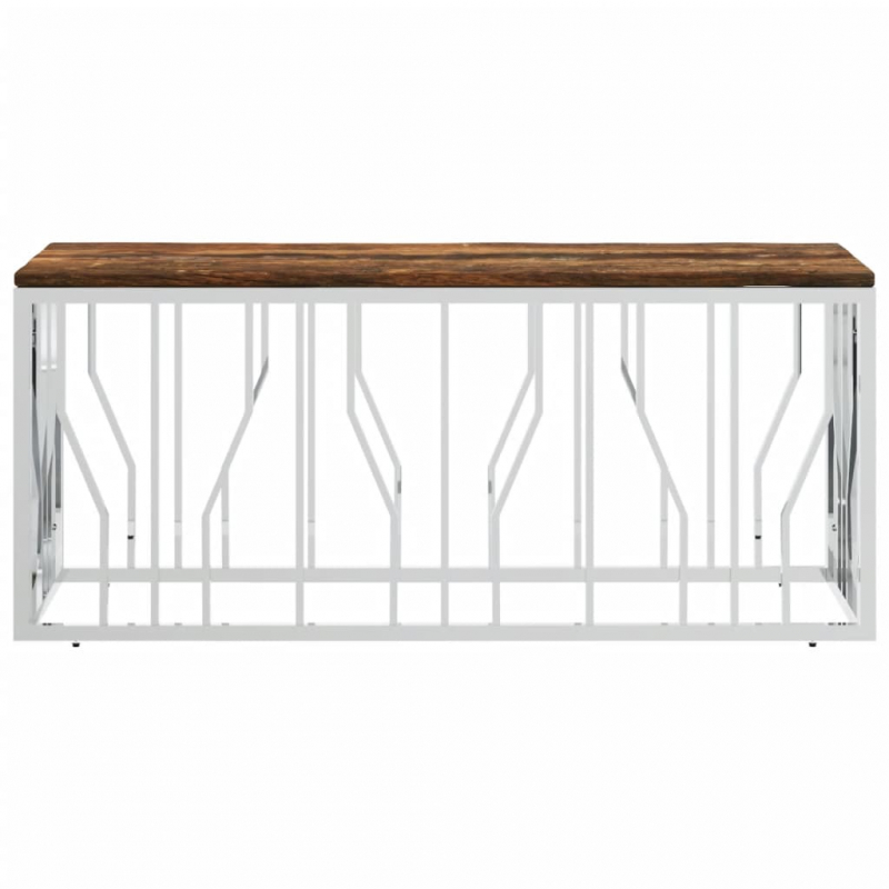 Couchtisch Edelstahl und Massives Altholz