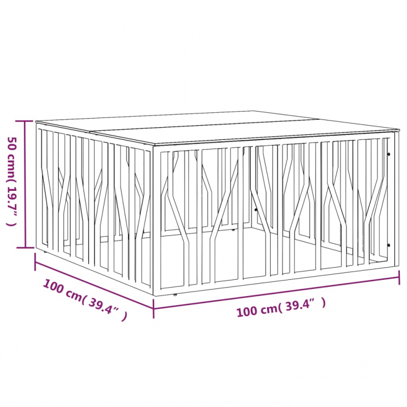 Couchtisch Silbern 100x100x50 cm Edelstahl und Glas
