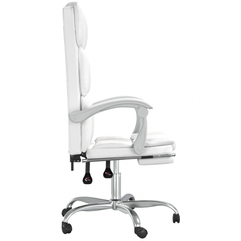 Bürostuhl mit Liegefunktion Weiß Kunstleder