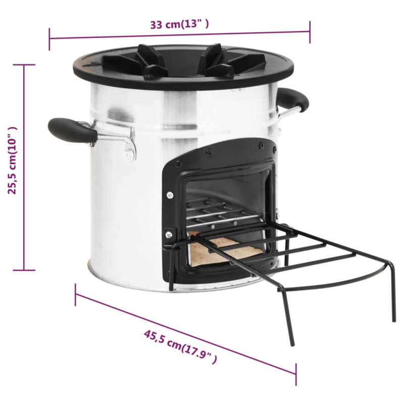Camping-Ofen Silbern 45,5x33x25,5 cm Edelstahl