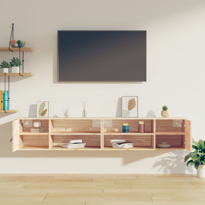 Wandschränke 2 Stk. 80x30x30 cm Massivholz Kiefer