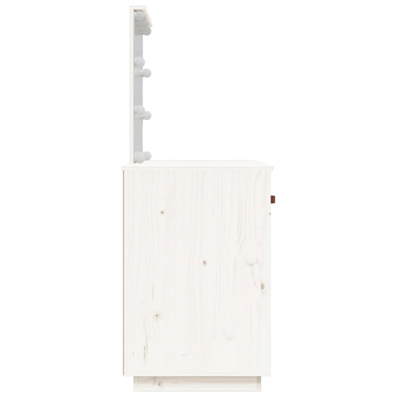 Schminktisch mit LED Weiß 95x50x133,5 cm Massivholz Kiefer