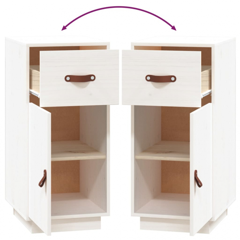 Sideboard Weiß 34x40x75 cm Massivholz Kiefer