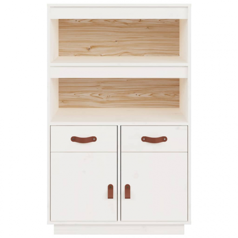 Highboard Weiß 67x40x108,5 cm Massivholz Kiefer