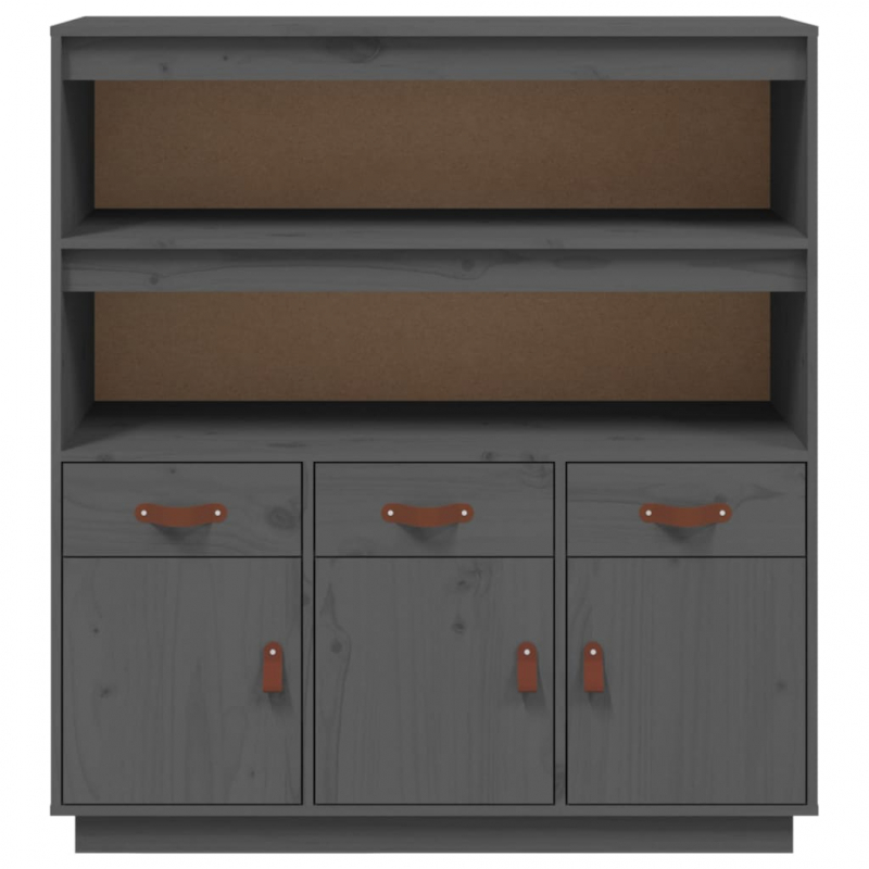 Highboard Grau 100x40x108,5 cm Massivholz Kiefer