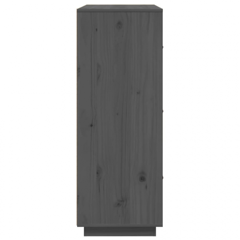 Highboard Grau 67x40x108,5 cm Massivholz Kiefer