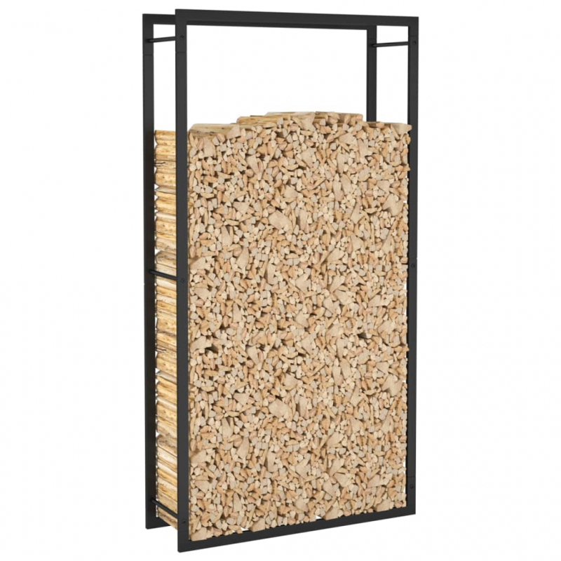 Brennholzregal Mattschwarz 80x28x154 cm Stahl
