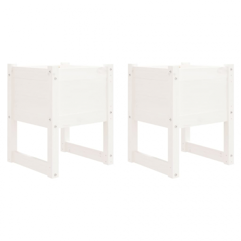 Pflanzkübel 2 Stk. Weiß 40x40x52,5 cm Massivholz Kiefer