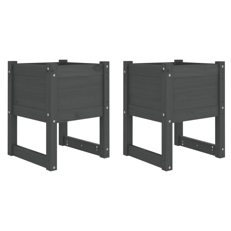 Pflanzkübel 2 Stk. Grau 40x40x52,5 cm Massivholz Kiefer