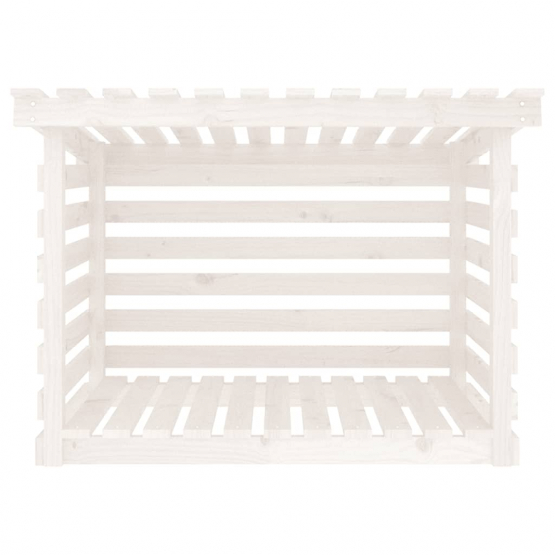 Kaminholzregal Weiß 108x73x79 cm Massivholz Kiefer