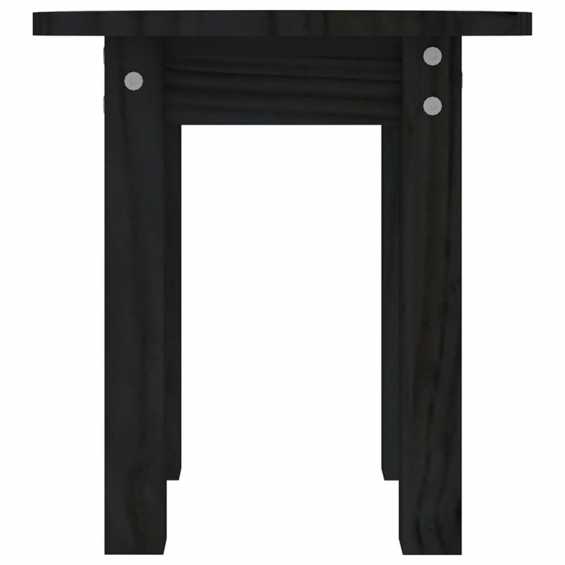 Couchtisch Schwarz Ø 35x35 cm Massivholz Kiefer