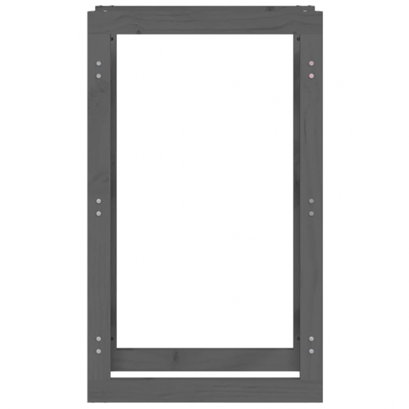 Kaminholzregal Grau 60x25x100 cm Massivholz Kiefer