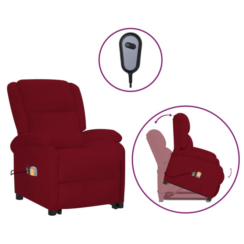 Massagesessel mit Aufstehhilfe Weinrot Samt
