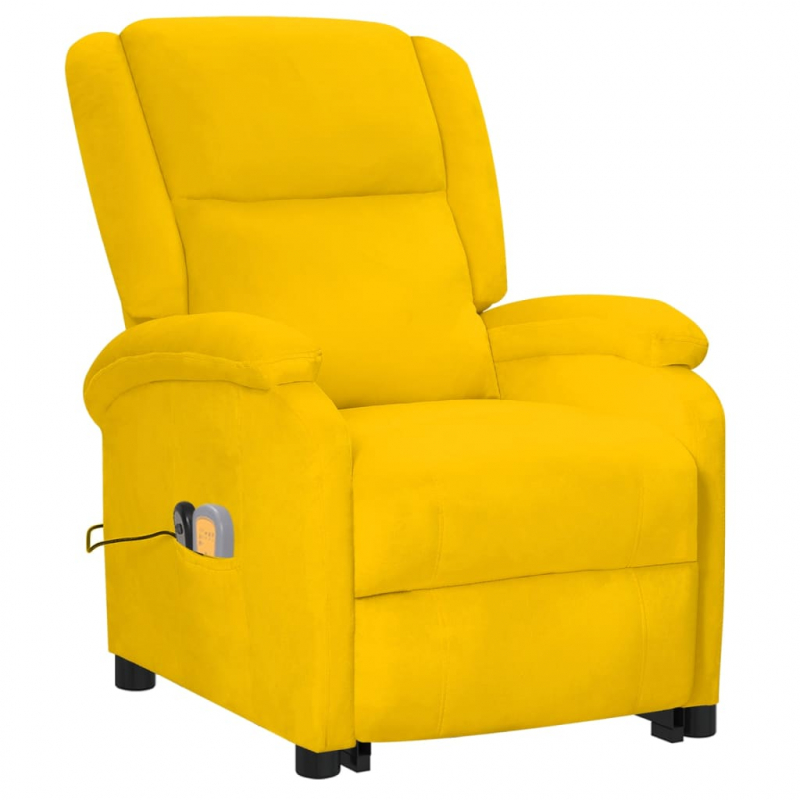 Massagesessel mit Aufstehhilfe Gelb Samt