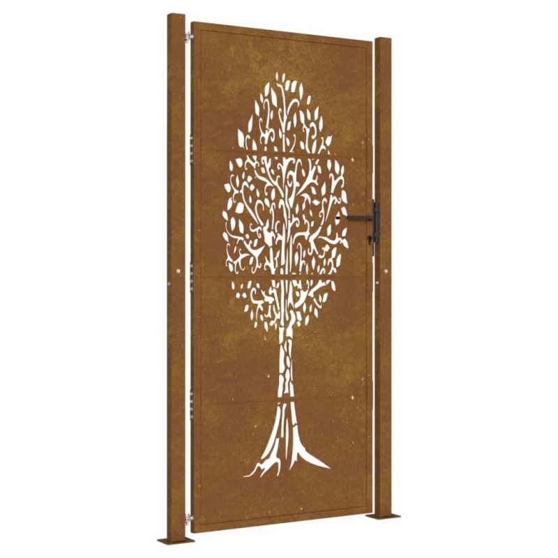 Gartentor 105x205 cm Cortenstahl Baum-Design
