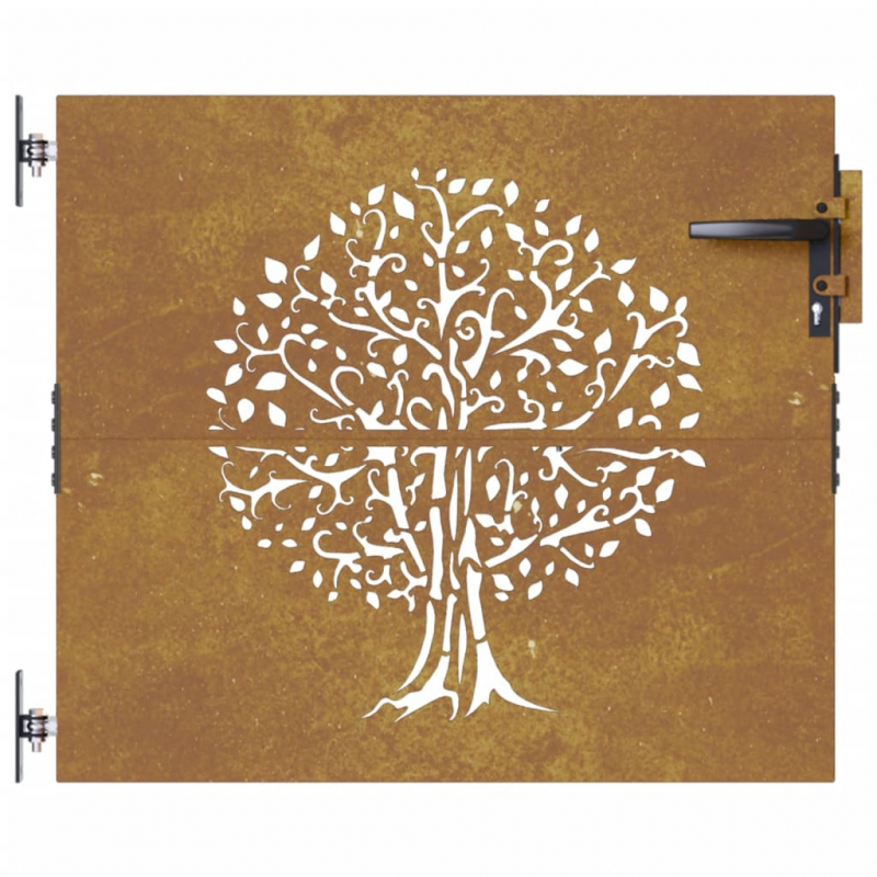 Gartentor 85x75 cm Cortenstahl Baum-Design