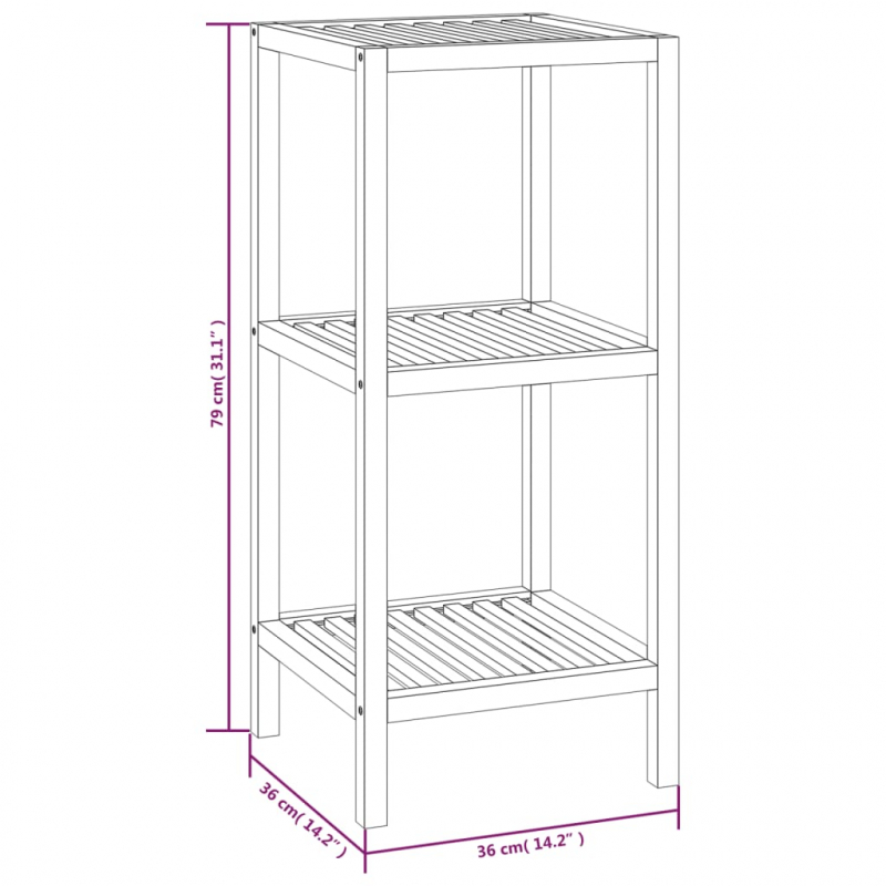 Badregal 36x36x79 cm Massivholz Nussbaum