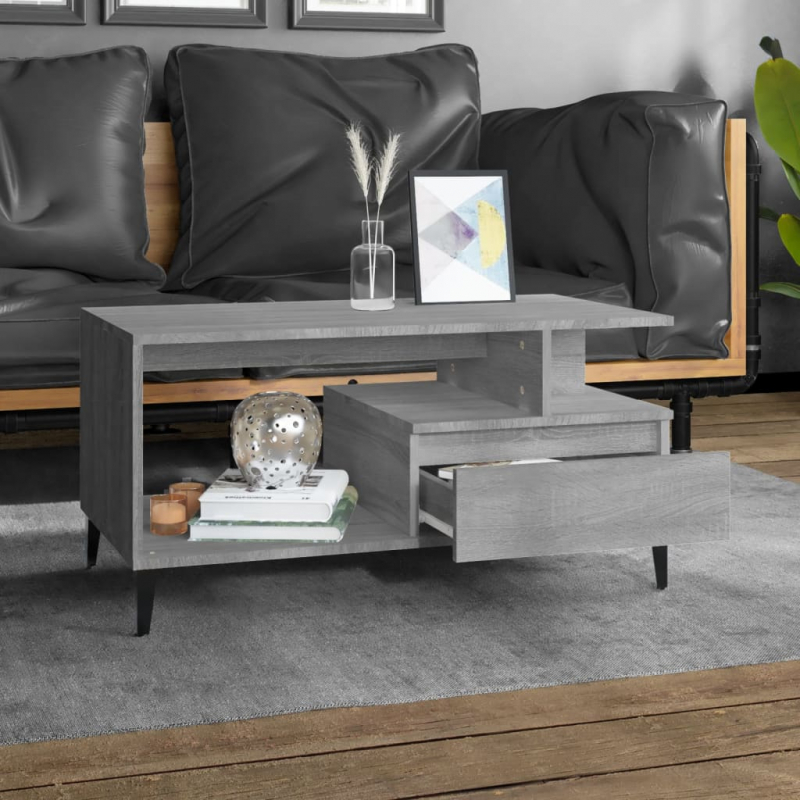 Couchtisch Grau Sonoma 90x49x45 cm Holzwerkstoff