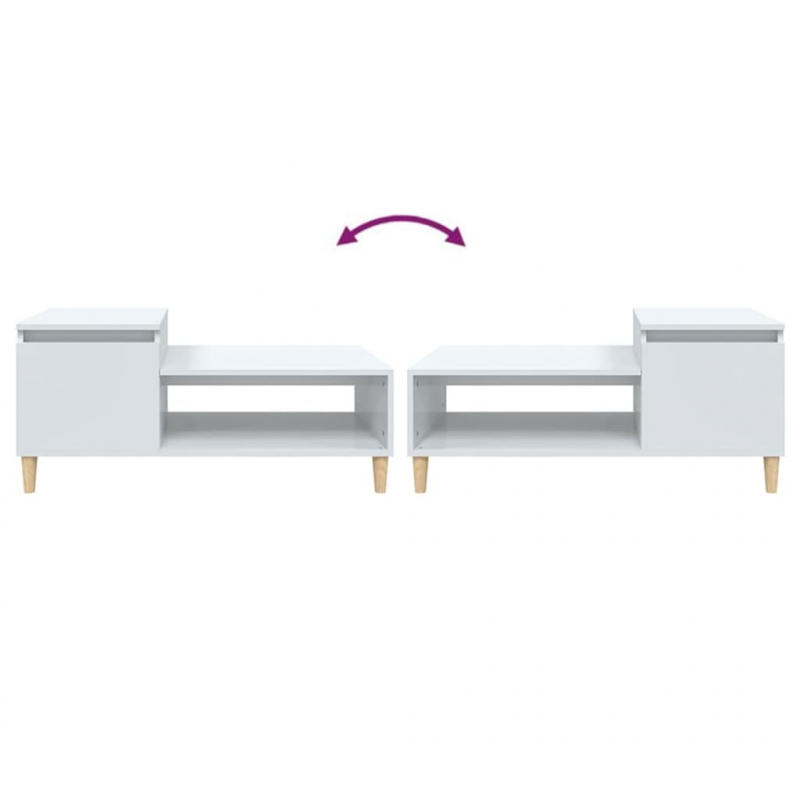 Couchtisch Hochglanz-Weiß 100x50x45 cm Holzwerkstoff
