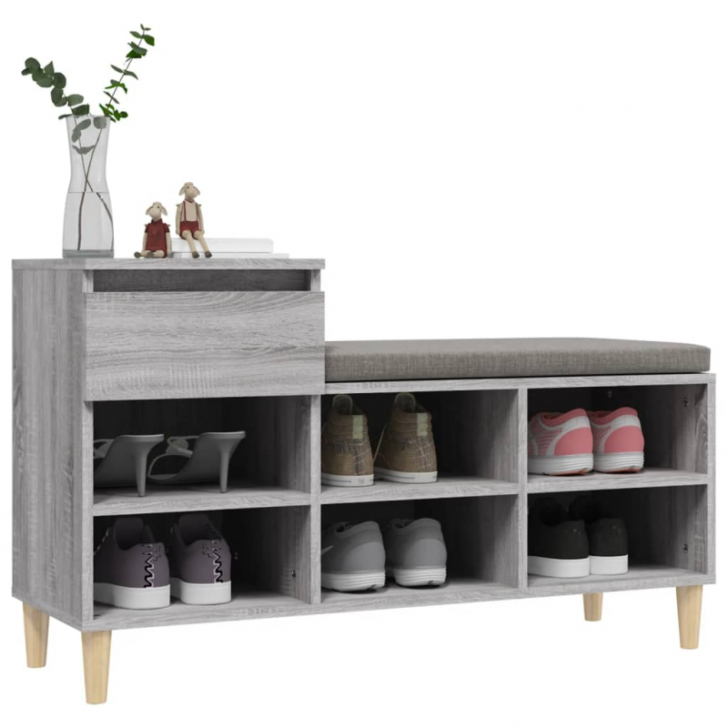 Schuhregal Grau Sonoma 102x36x60 cm Holzwerkstoff