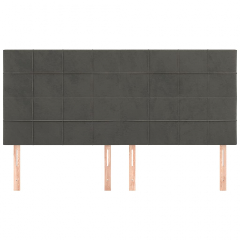 Kopfteile 4 Stk. Dunkelgrau 80x5x78/88 cm Samt