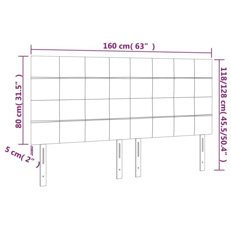 Kopfteile 4 Stk. Dunkelgrau 80x5x78/88 cm Samt