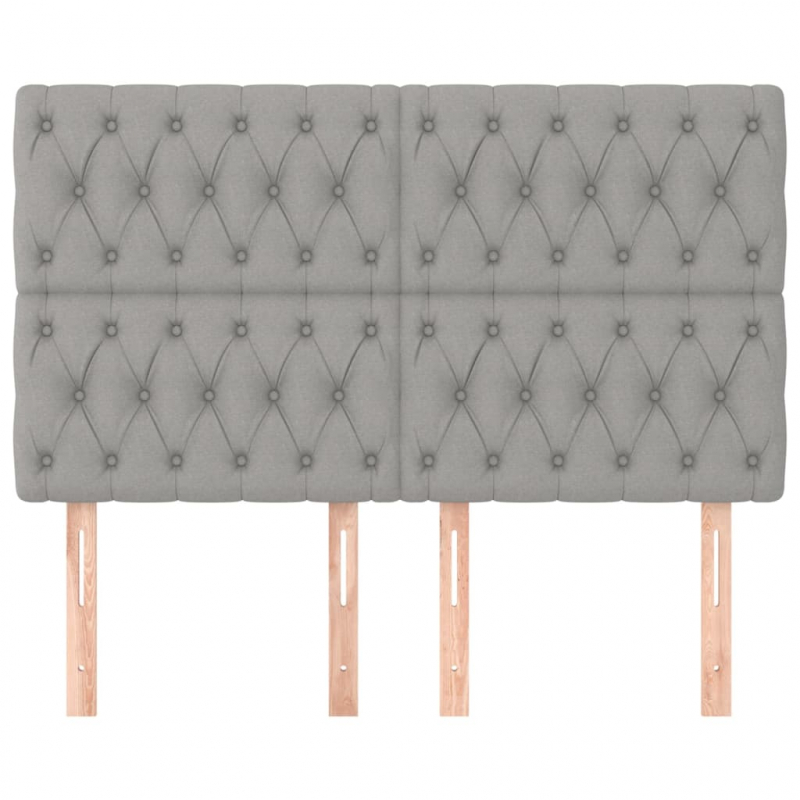 Kopfteile 4 Stk. Hellgrau 80x7x78/88 cm Stoff