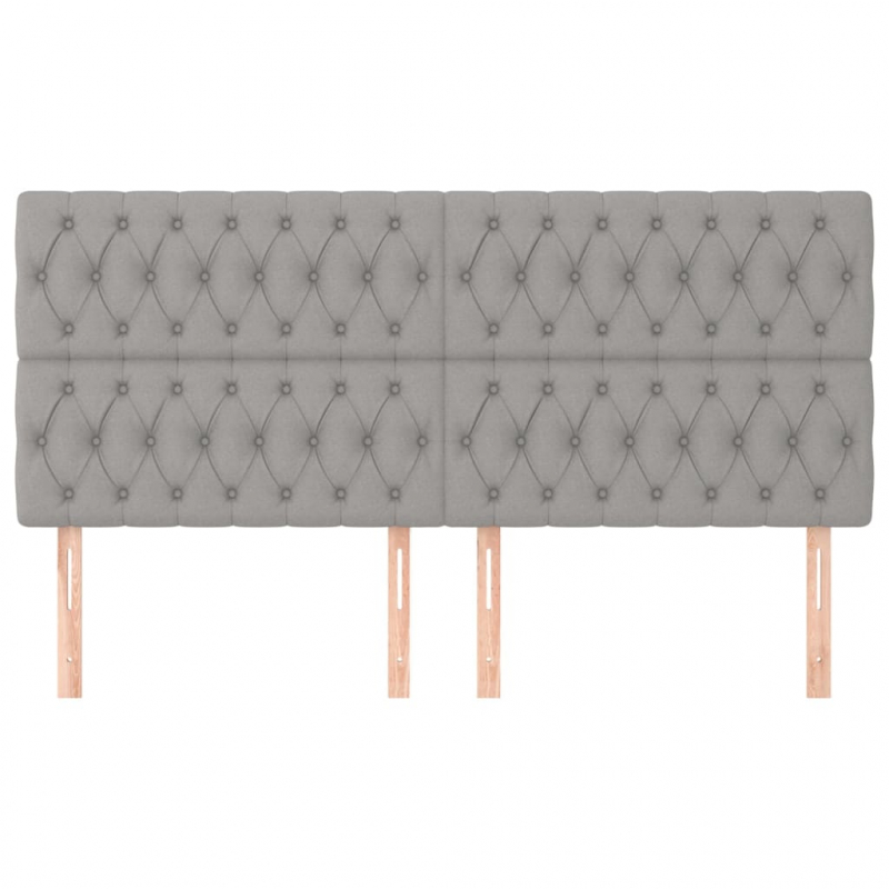 Kopfteile 4 Stk. Hellgrau 90x7x78/88 cm Stoff