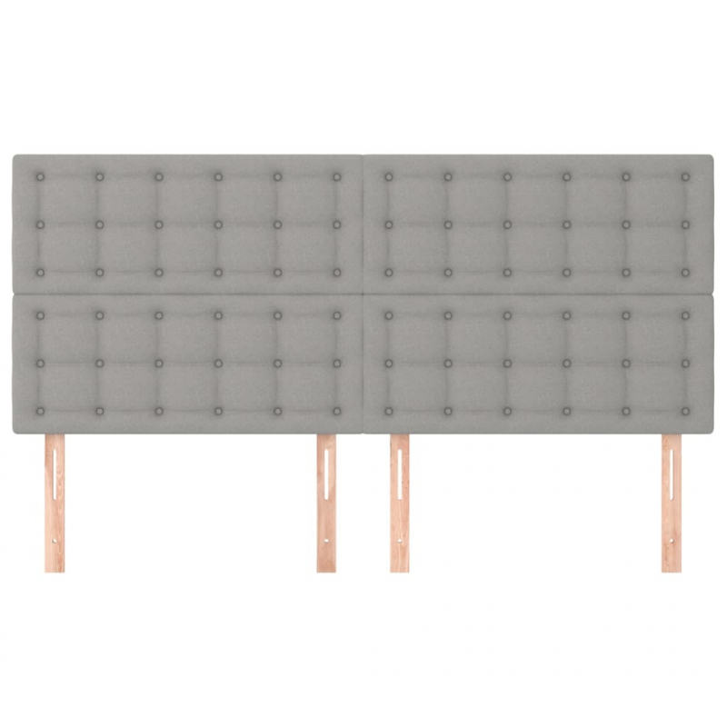 Kopfteile 4 Stk. Hellgrau 80x5x78/88 cm Stoff