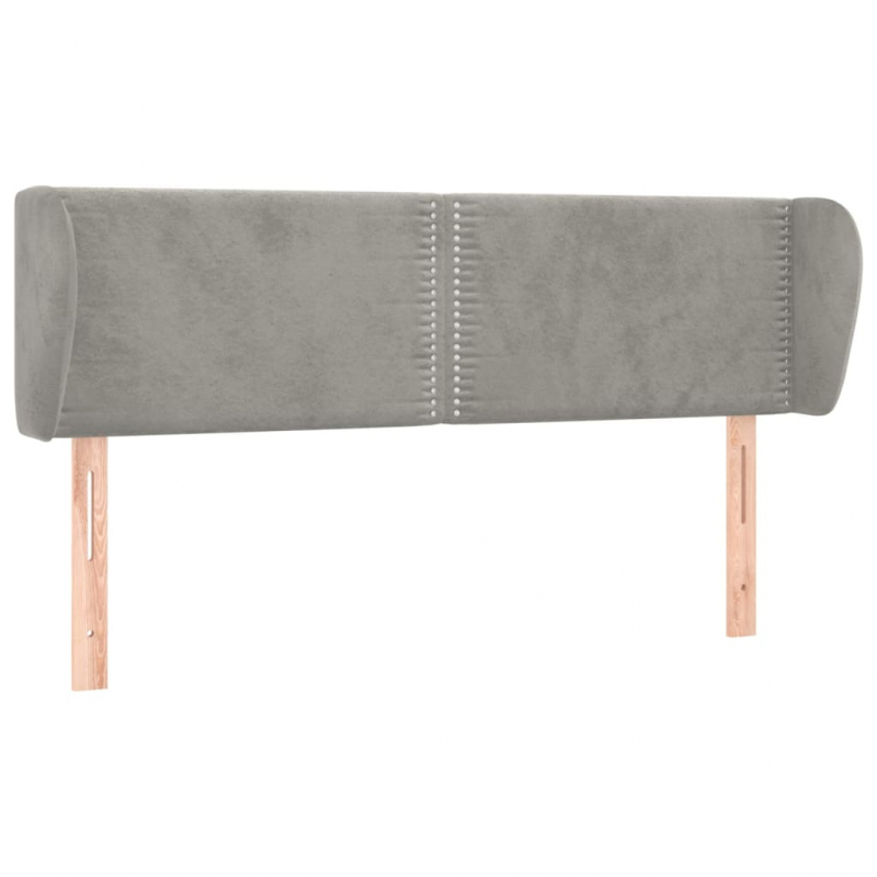 Kopfteil mit Ohren Hellgrau 147x23x78/88 cm Samt