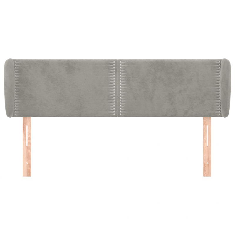 Kopfteil mit Ohren Hellgrau 147x23x78/88 cm Samt