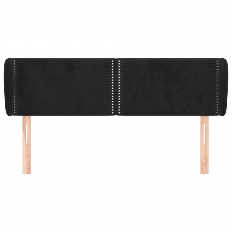 Kopfteil mit Ohren Schwarz 147x23x78/88 cm Samt