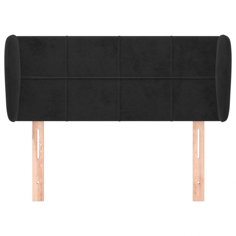 Kopfteil mit Ohren Schwarz 93x23x78/88 cm Samt