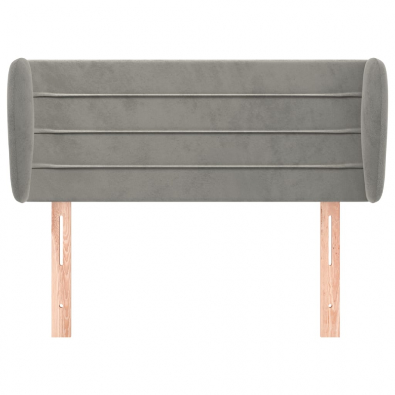 Kopfteil mit Ohren Hellgrau 83x23x78/88 cm Samt