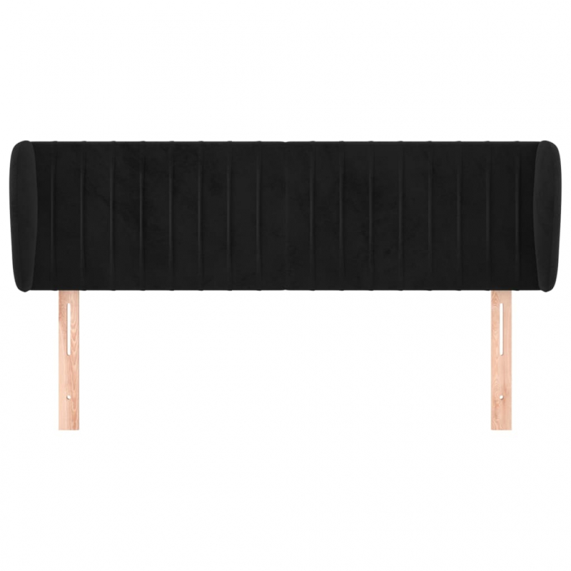 Kopfteil mit Ohren Schwarz 147x23x78/88 cm Samt