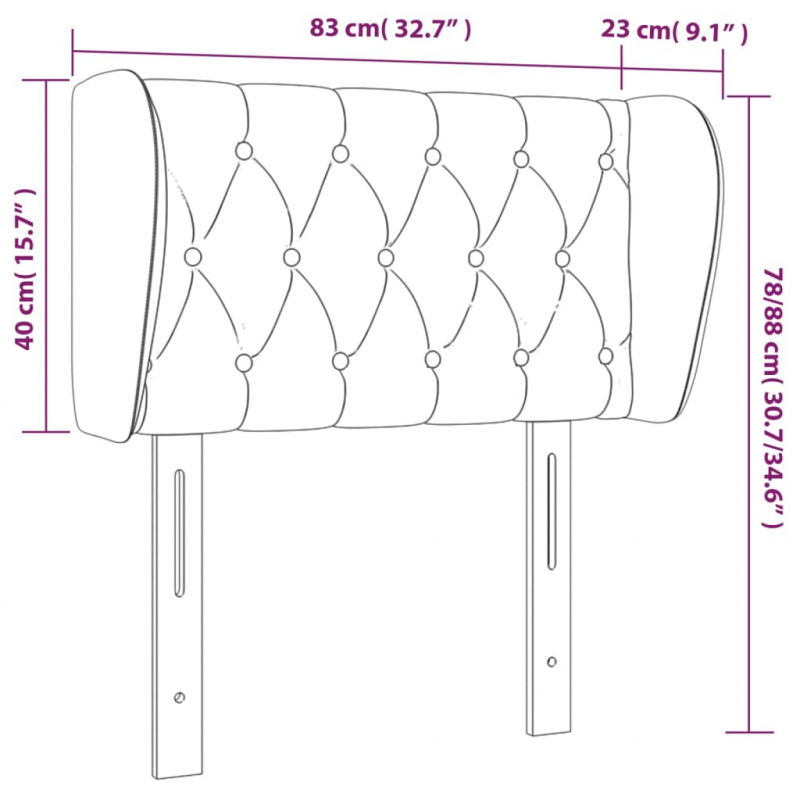 Kopfteil mit Ohren Dunkelbraun 83x23x78/88 cm Stoff