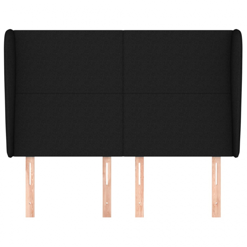 Kopfteil mit Ohren Schwarz 147x23x118/128 cm Stoff