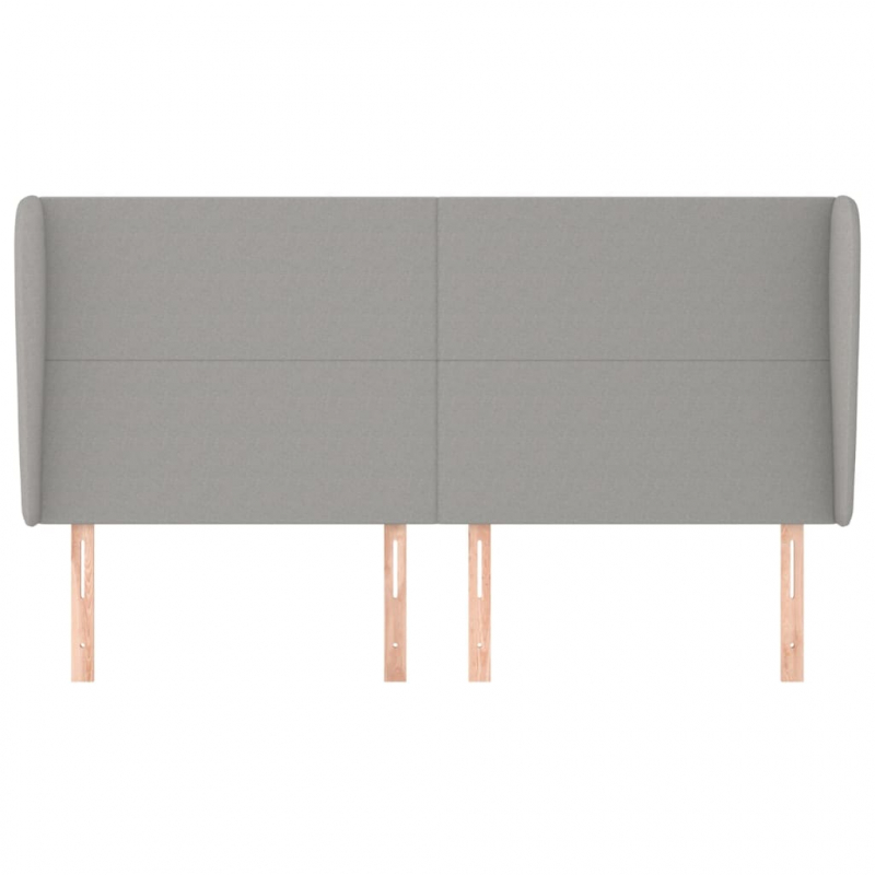 Kopfteil mit Ohren Hellgrau 203x23x118/128 cm Stoff