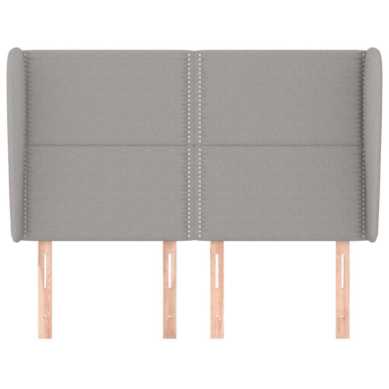 Kopfteil mit Ohren Hellgrau 147x23x118/128 cm Stoff