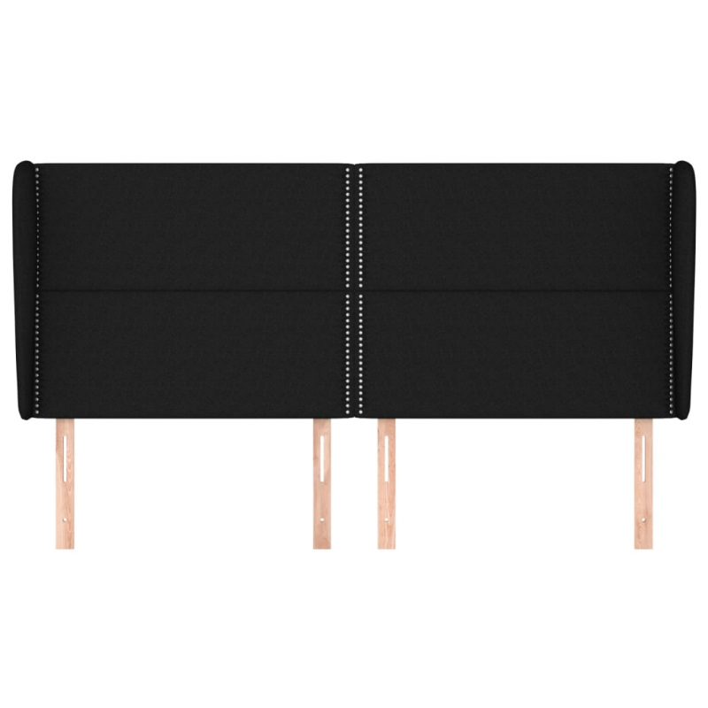 Kopfteil mit Ohren Schwarz 183x23x118/128 cm Stoff