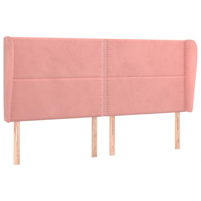 Kopfteil mit Ohren Rosa 203x23x118/128 cm Samt