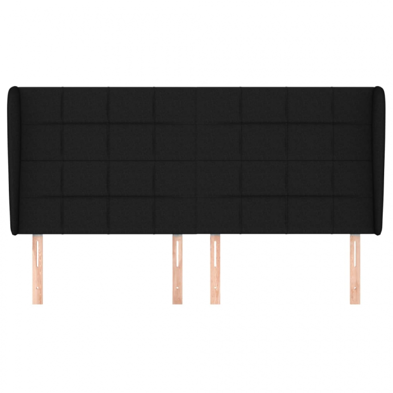 Kopfteil mit Ohren Schwarz 183x23x118/128 cm Stoff