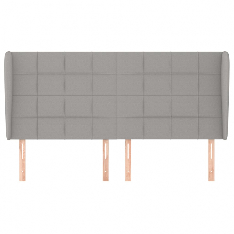 Kopfteil mit Ohren Hellgrau 203x23x118/128 cm Stoff