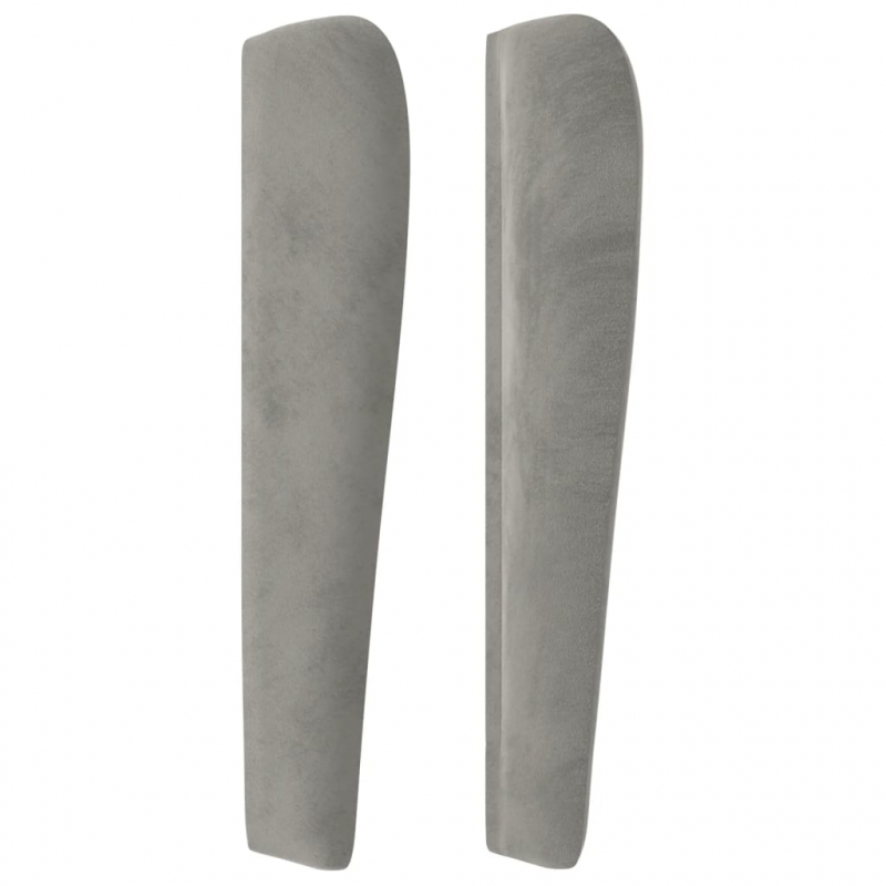 Kopfteil mit Ohren Hellgrau 203x23x118/128 cm Samt